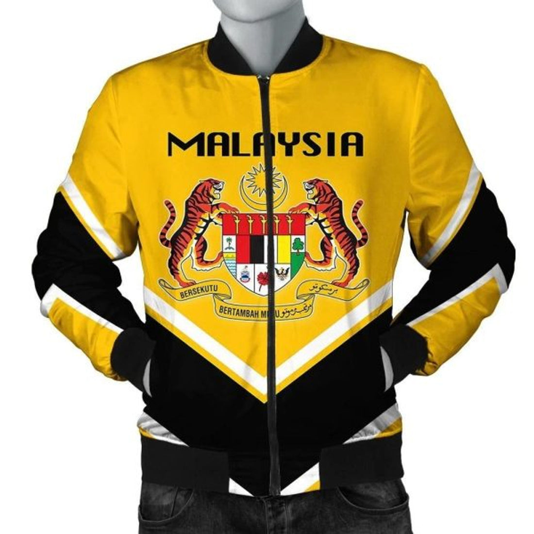 FUNSTUFFPRINTI Malaysia Coat Of Arms Men Bomber Jacket Lucian Style Bomber Jacket