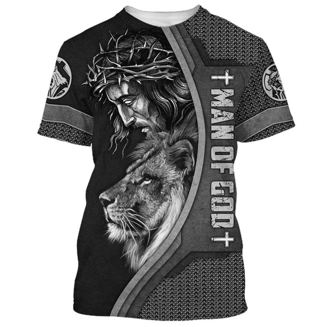 FUNSTUFFPRINT Man Of God Jesus And The Lion Of Judah 3D T-Shirts - Christian Shirts For Men&Women 3D T-shirt
