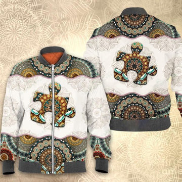 FUNSTUFFPRINTI Mandala autism 3D All Over Printed Shirt, Bomber Jacket Size S - 5XL