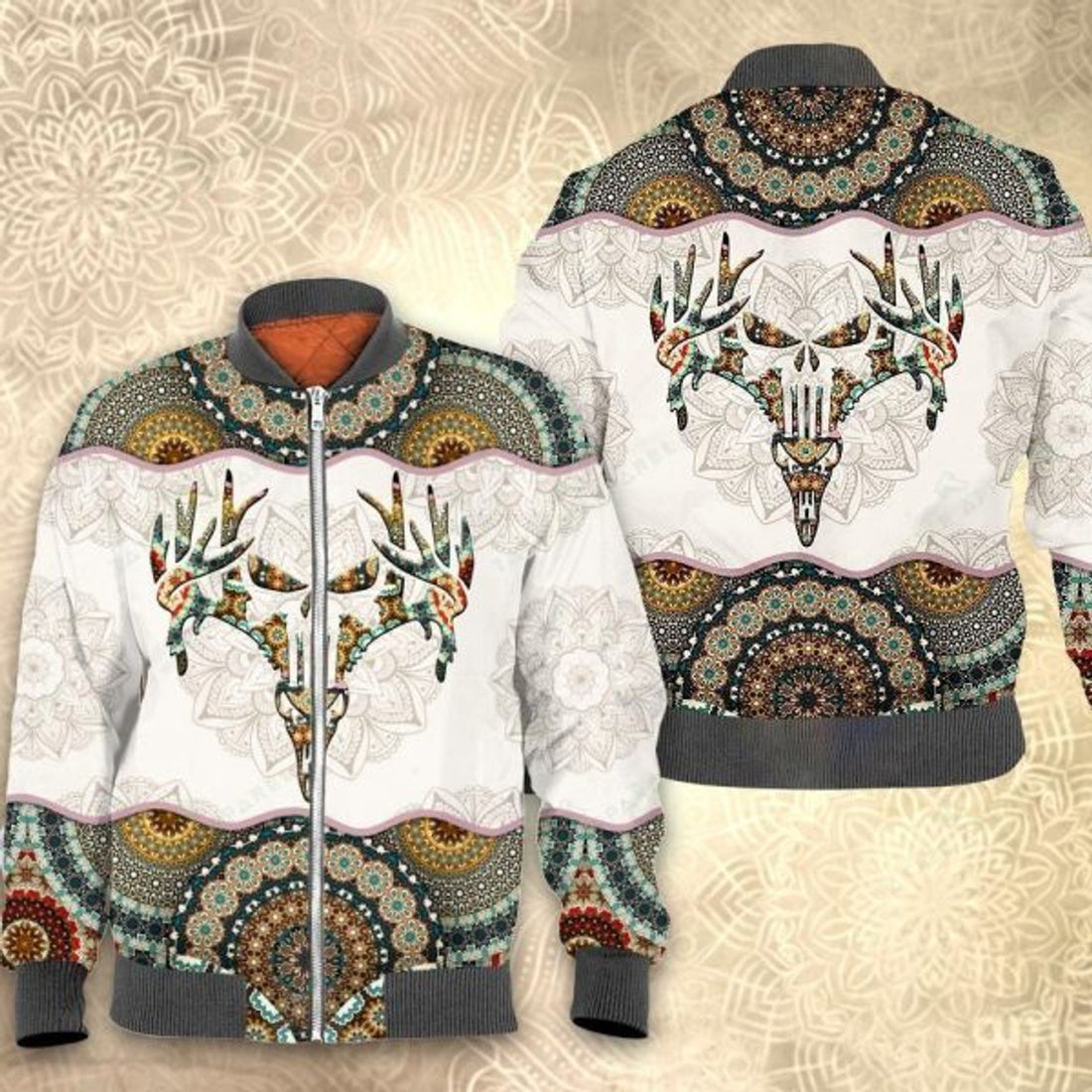 FUNSTUFFPRINTI Mandala hunting 3D All Over Printed Shirt, Bomber Jacket Size S - 5XL Bomber Jacket