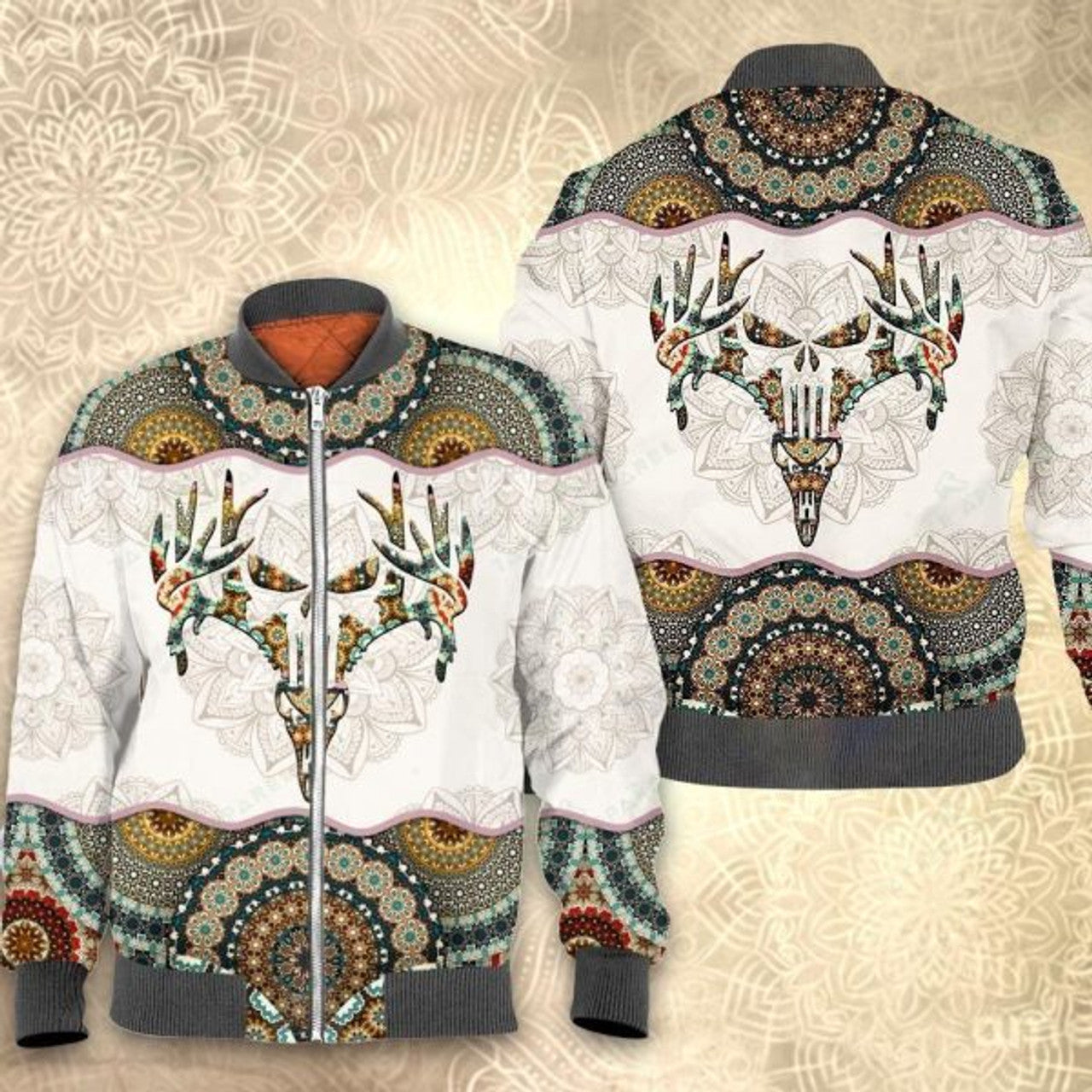 FUNSTUFFPRINTI Mandala hunting 3D All Over Printed Shirt, Bomber Jacket Size S - 5XL Bomber Jacket