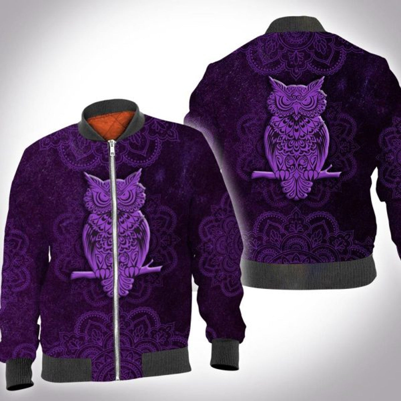 FUNSTUFFPRINTI Mandala owl 3D All Over Printed Shirt, Bomber Jacket Size S - 5XL Bomber Jacket
