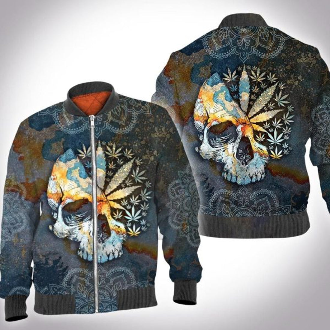FUNSTUFFPRINTI Mandala skull weed 3D All Over Printed Shirt, Bomber Jacket Size S - 5XL Bomber Jacket