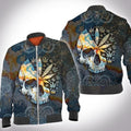 FUNSTUFFPRINTI Mandala skull weed 3D All Over Printed Shirt, Bomber Jacket Size S - 5XL Bomber Jacket