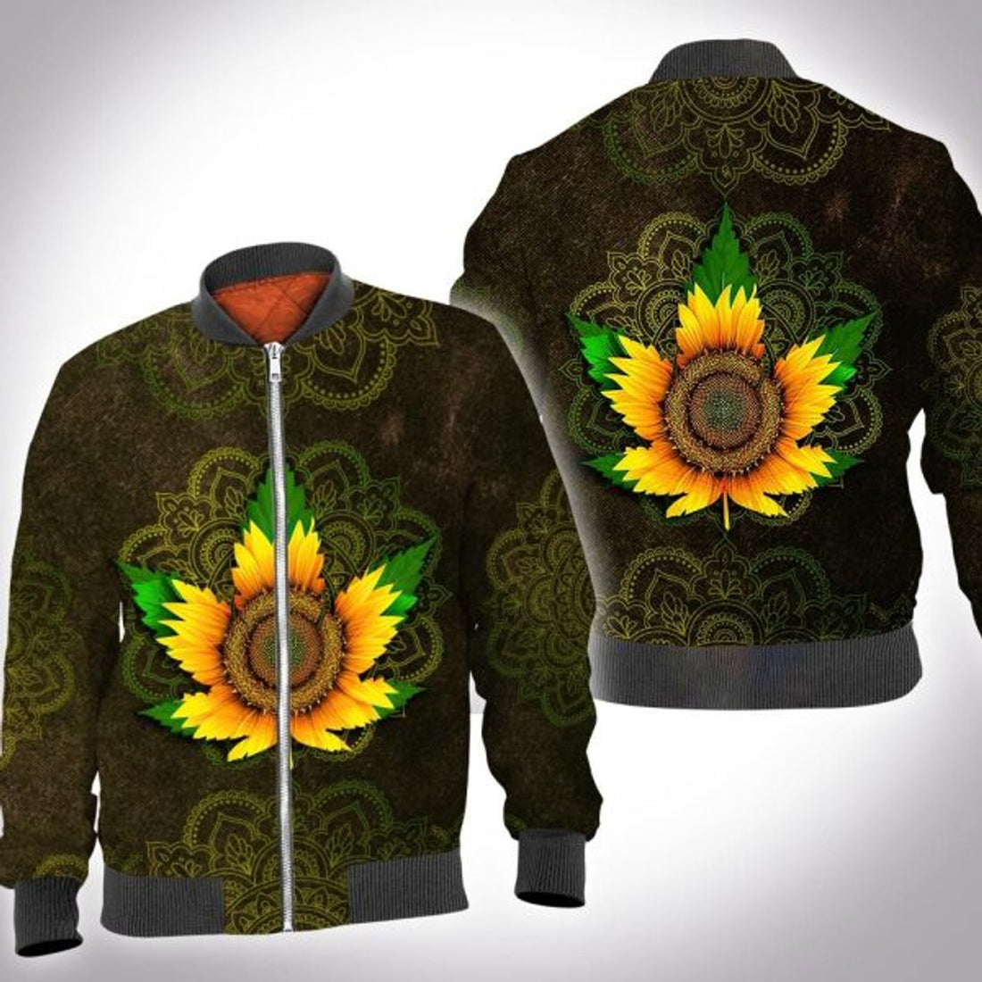 FUNSTUFFPRINTI Mandala sunflower weed 3D All Over Printed Shirt, Bomber Jacket Size S - 5XL Bomber Jacket