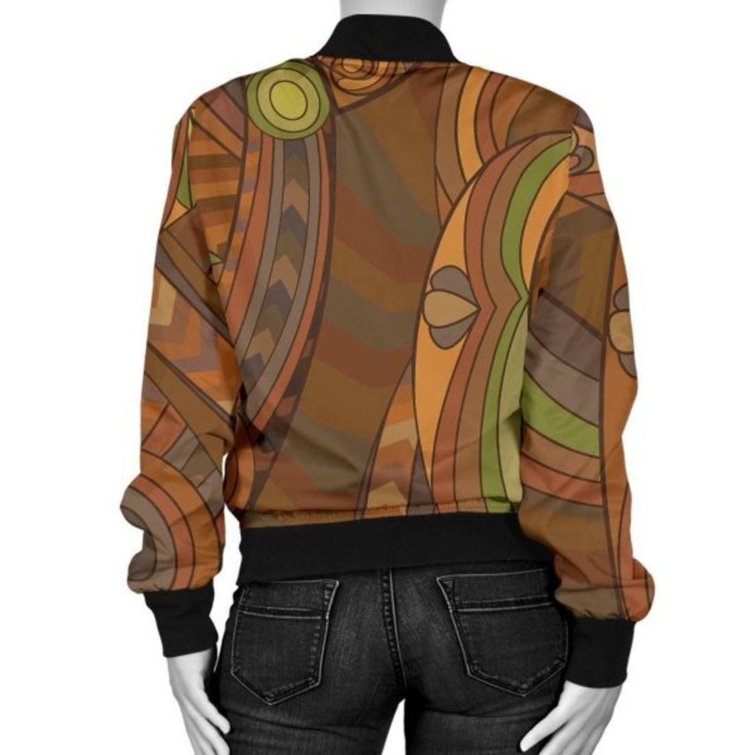 FUNSTUFFPRINTI Maori Ornament Design Print Women's Bomber Jacket
