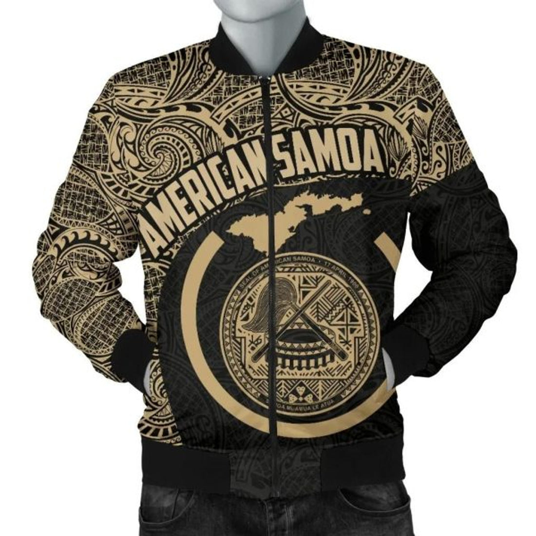 FUNSTUFFPRINTI Map American Samoa Men's Bomber Jacket Polynesian Bomber Jacket