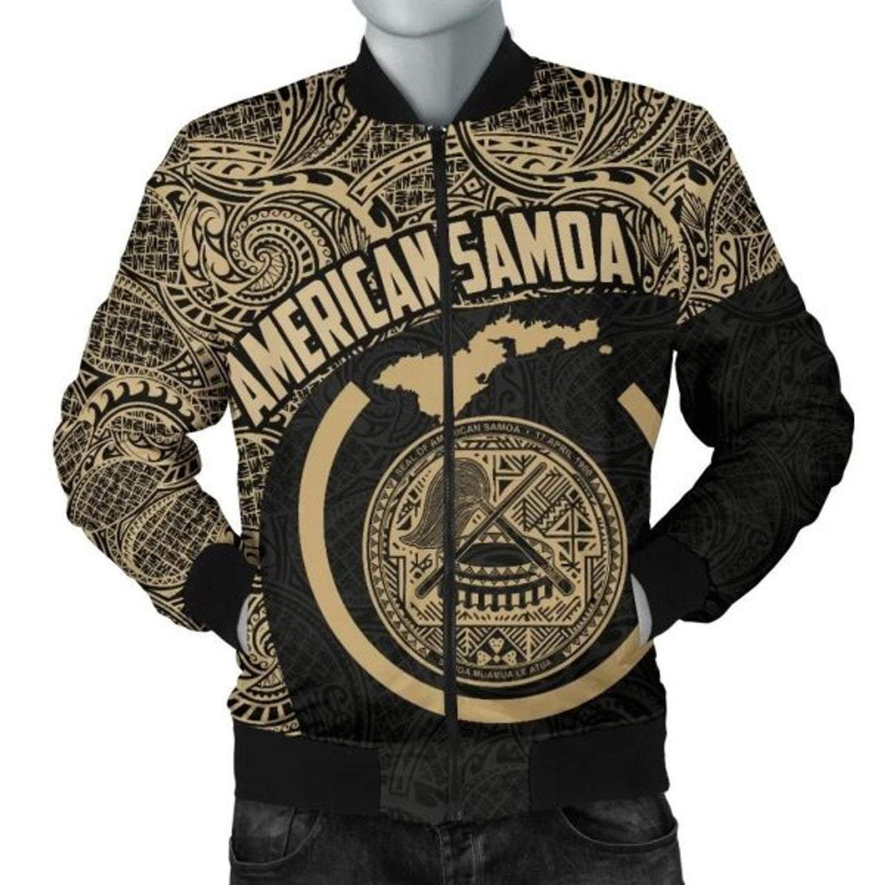 FUNSTUFFPRINTI Map American Samoa Men's Bomber Jacket Polynesian Bomber Jacket