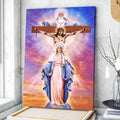 Maria And Jesus On The Cross Canvas Wall Art - Christian Wall Posters - Religious Wall Decor