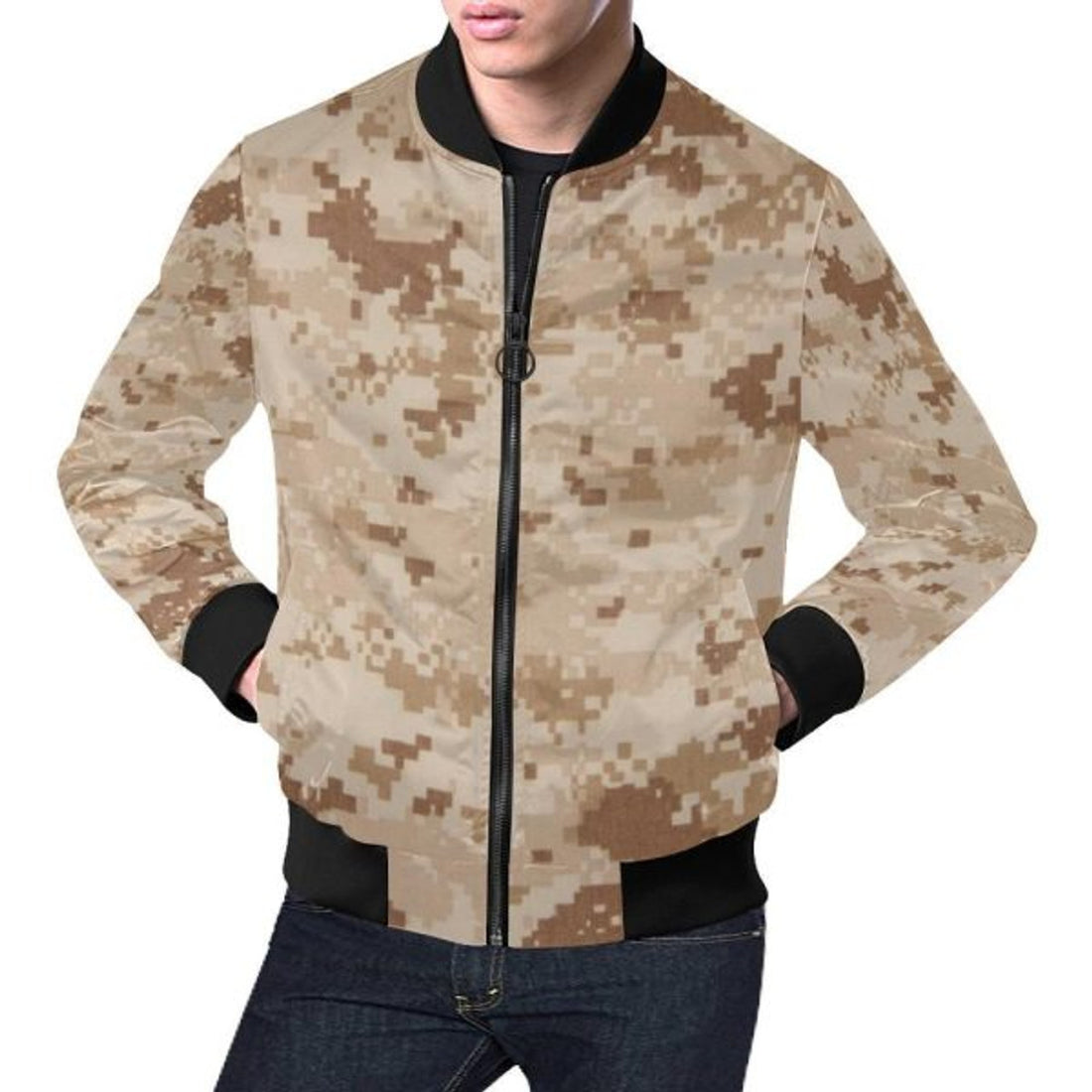 FUNSTUFFPRINTI Marine Military Camouflage Camo Pattern Print Men's 3D Bomber Jacket