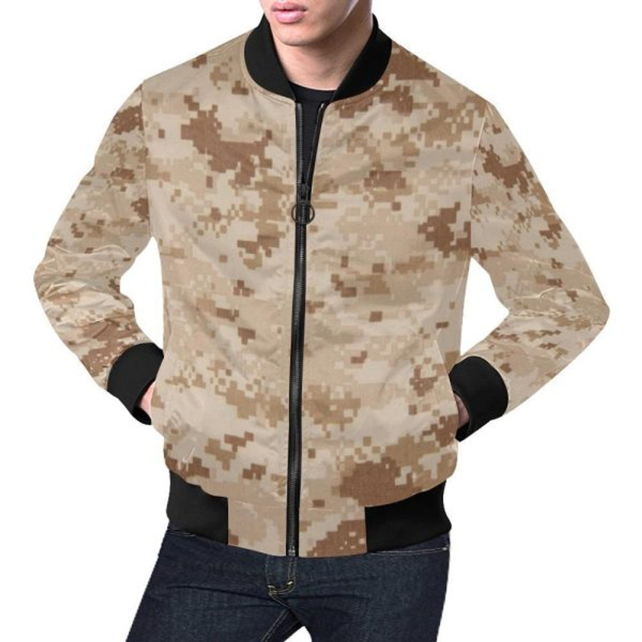 FUNSTUFFPRINTI Marine Military Camouflage Camo Pattern Print Men's 3D Bomber Jacket