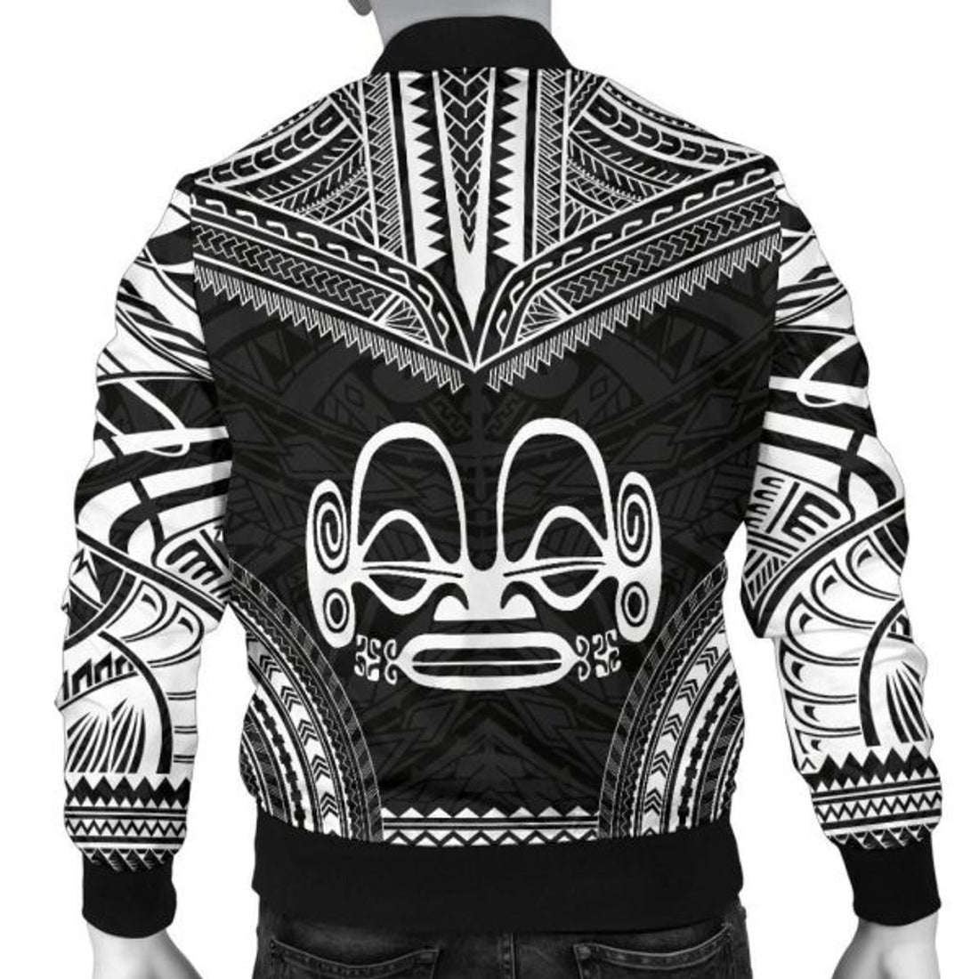 FUNSTUFFPRINTI Marquesas Islands Polynesian Chief Men's Bomber Jacket - Black Version - Bomber Jacket