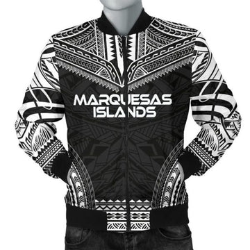 FUNSTUFFPRINTI Marquesas Islands Polynesian Chief Men's Bomber Jacket - Black Version - Bomber Jacket