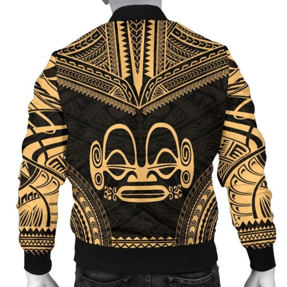 FUNSTUFFPRINTI Marquesas Islands Polynesian Chief Men's Bomber Jacket - Gold Version - Bomber Jacket