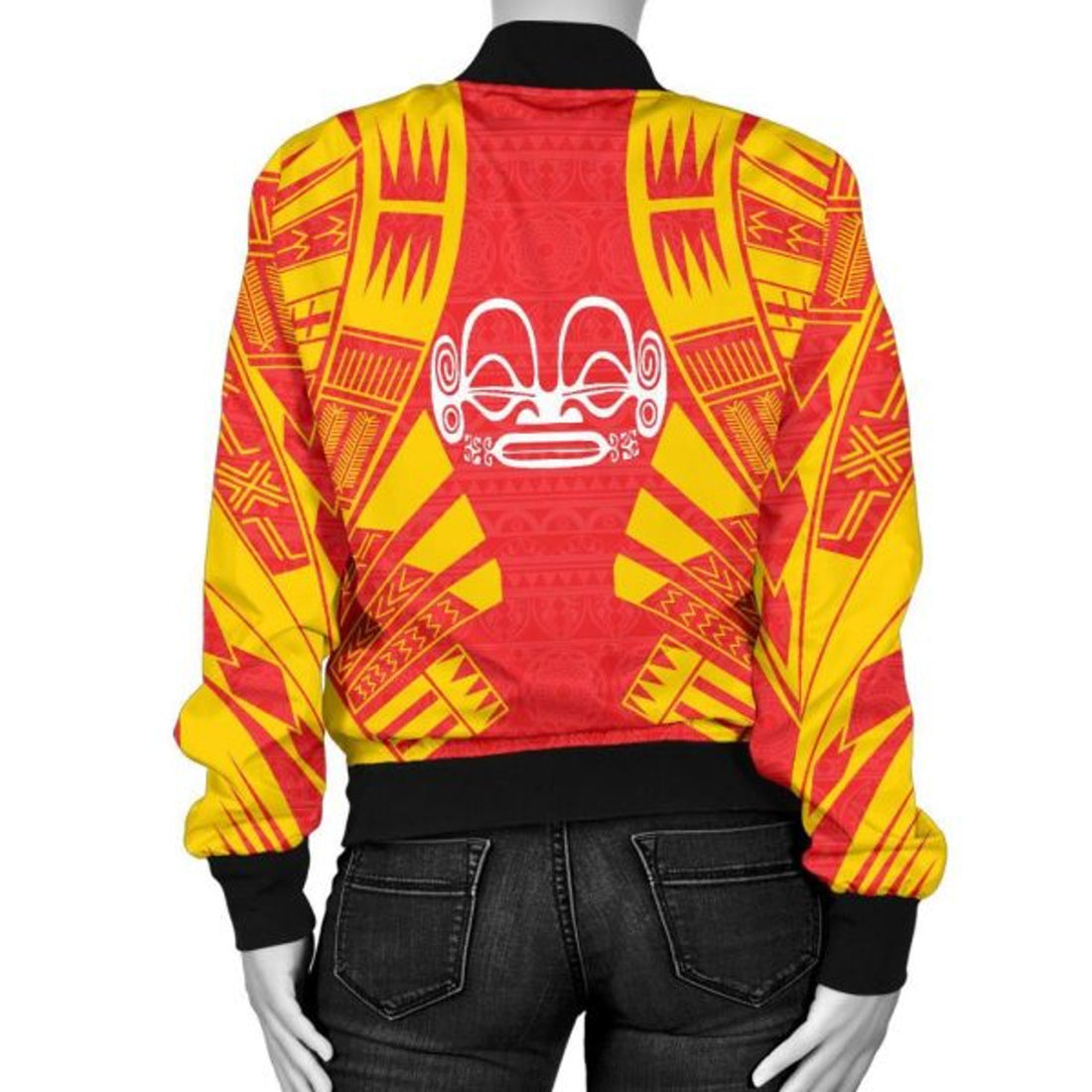 FUNSTUFFPRINTI Marquesas Islands Women Bomber Jacket - Polynesian Tattoo Flag - 10 Bomber Jacket