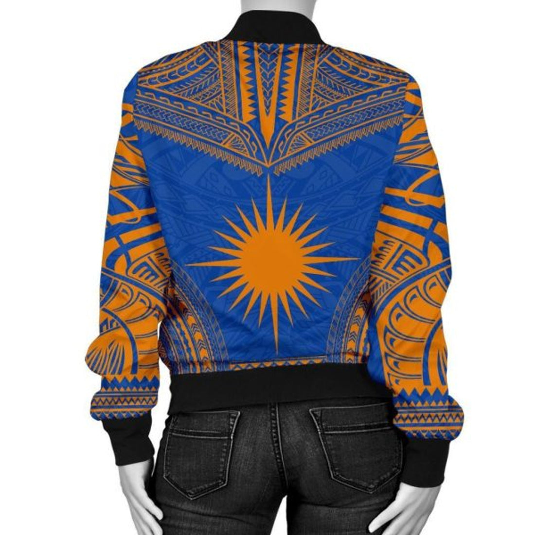 FUNSTUFFPRINTI Marshall Islands Flag Polynesian Chief Women'S Bomber Jacket - Bomber Jacket