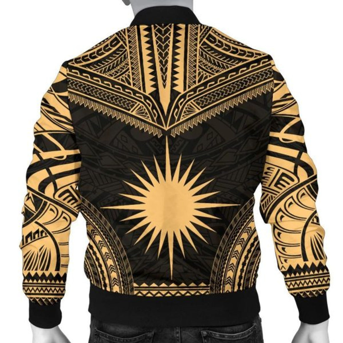 FUNSTUFFPRINTI Marshall Islands Polynesian Chief Men's Bomber Jacket - Gold Version - Bomber Jacket
