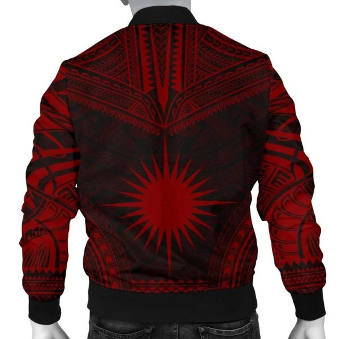 FUNSTUFFPRINTI Marshall Islands Polynesian Chief Men's Bomber Jacket - Red Version - Bomber Jacket