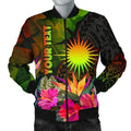FUNSTUFFPRINTI Marshall Islands Polynesian Personalised Men's Bomber Jacket - Hibiscus and Banana Leaves - Bomber Jacket