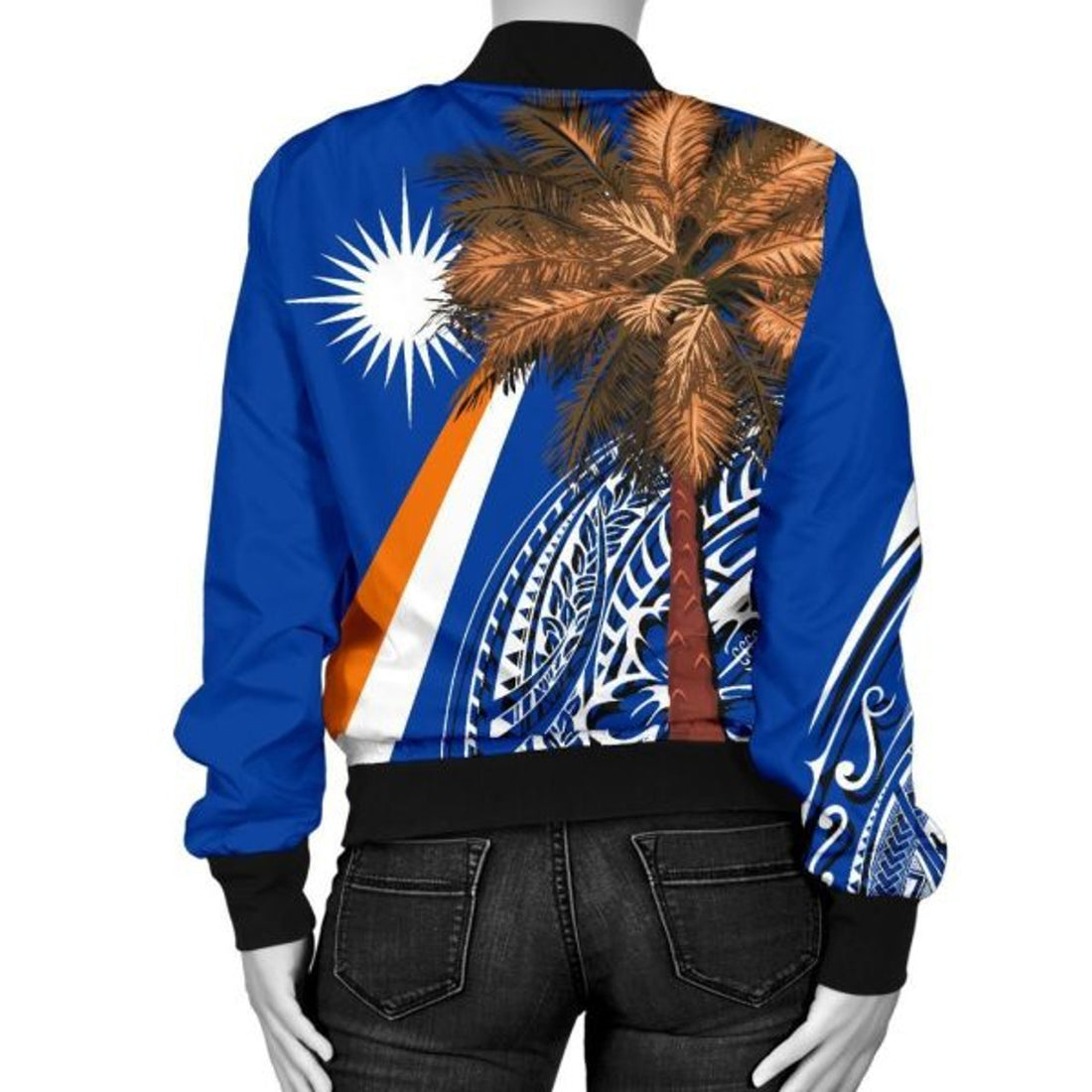 FUNSTUFFPRINTI Marshall Islands Polynesian Women's Bomber Jacket - Palm Tree - Bomber Jacket