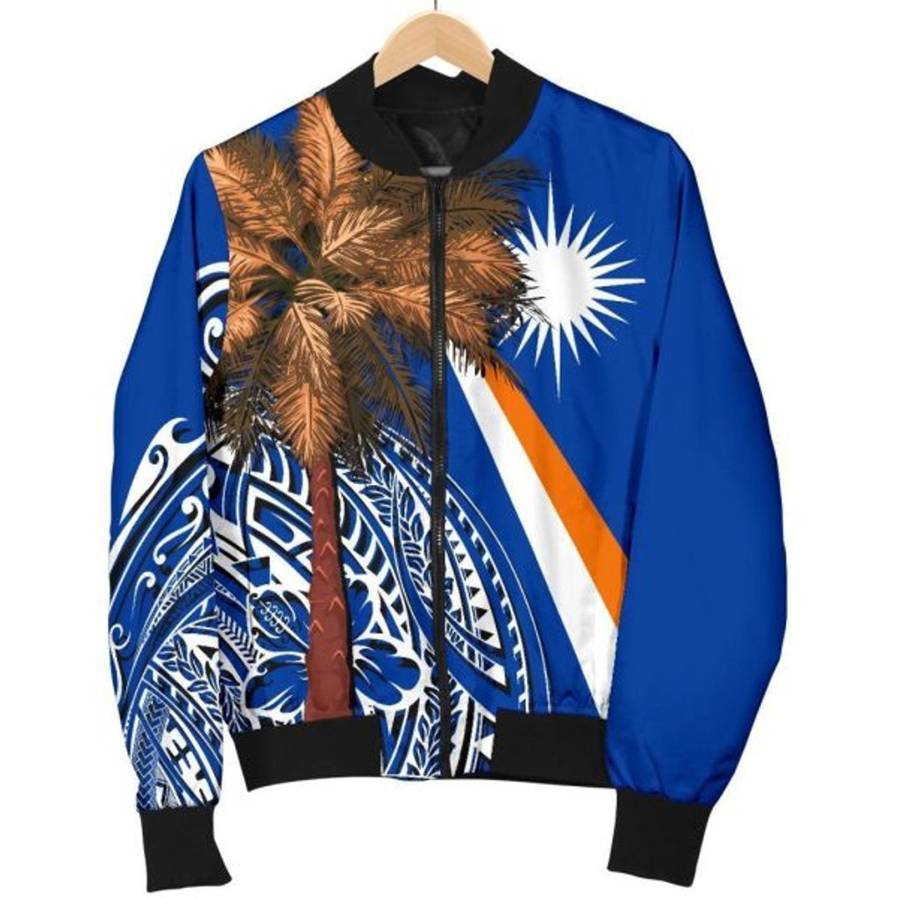 FUNSTUFFPRINTI Marshall Islands Polynesian Women's Bomber Jacket - Palm Tree - Bomber Jacket