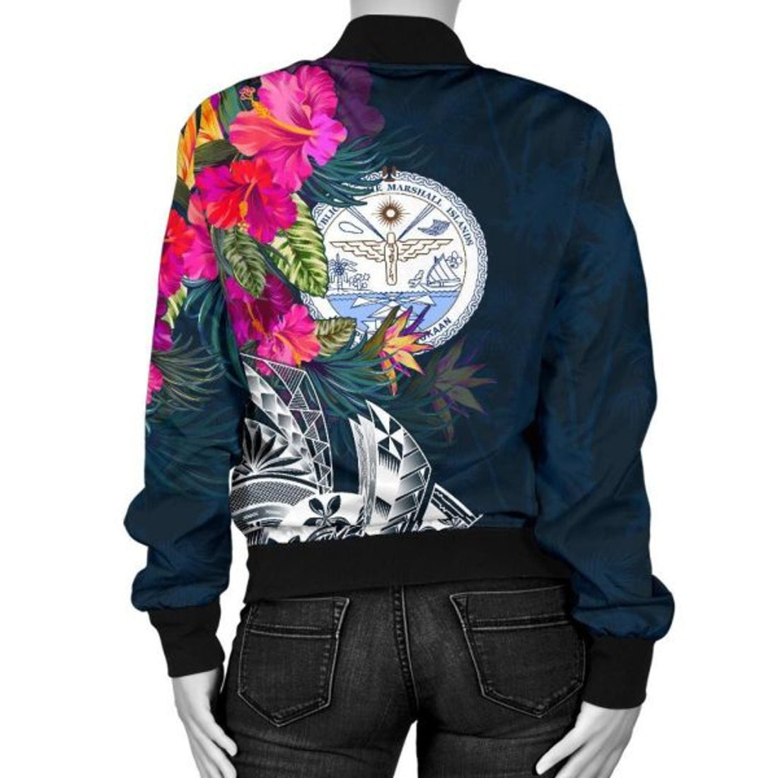 FUNSTUFFPRINTI Marshall Islands Women's Bomber Jacket - Marshall Islands Summer Vibes- Bomber Jacket