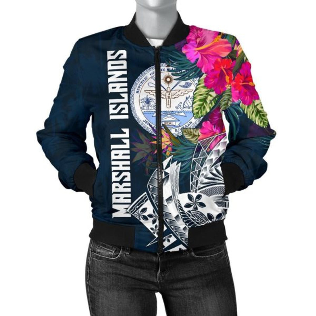 FUNSTUFFPRINTI Marshall Islands Women's Bomber Jacket - Marshall Islands Summer Vibes- Bomber Jacket