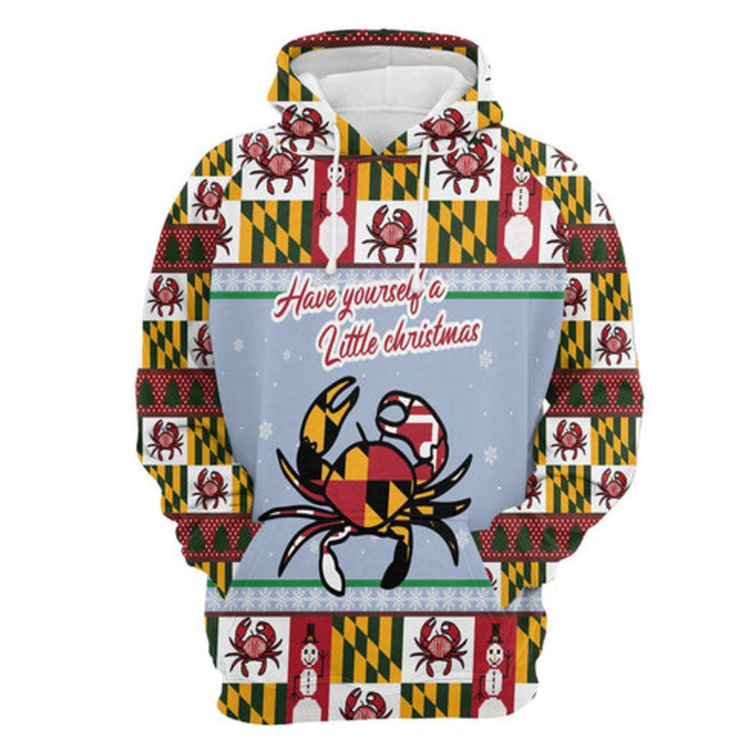 FUNSTUFFPRINT 3D Maryland Symbols Christmas All Over 3D Hoodie and Zip Hoodie