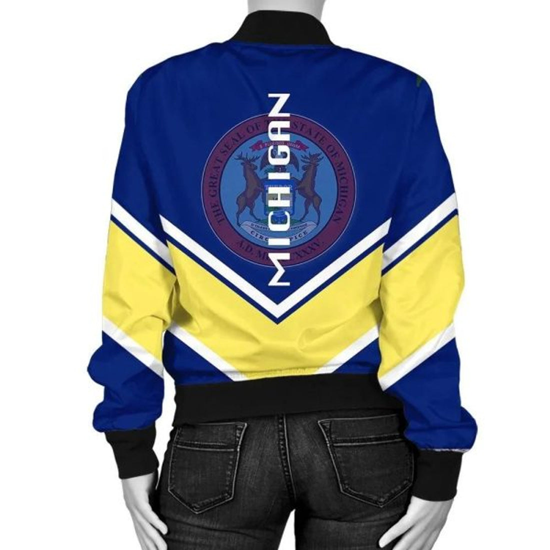 FUNSTUFFPRINTI Massachusetts Coat Of Arms Women Bomber Jacket Lucian Style Bomber Jacket