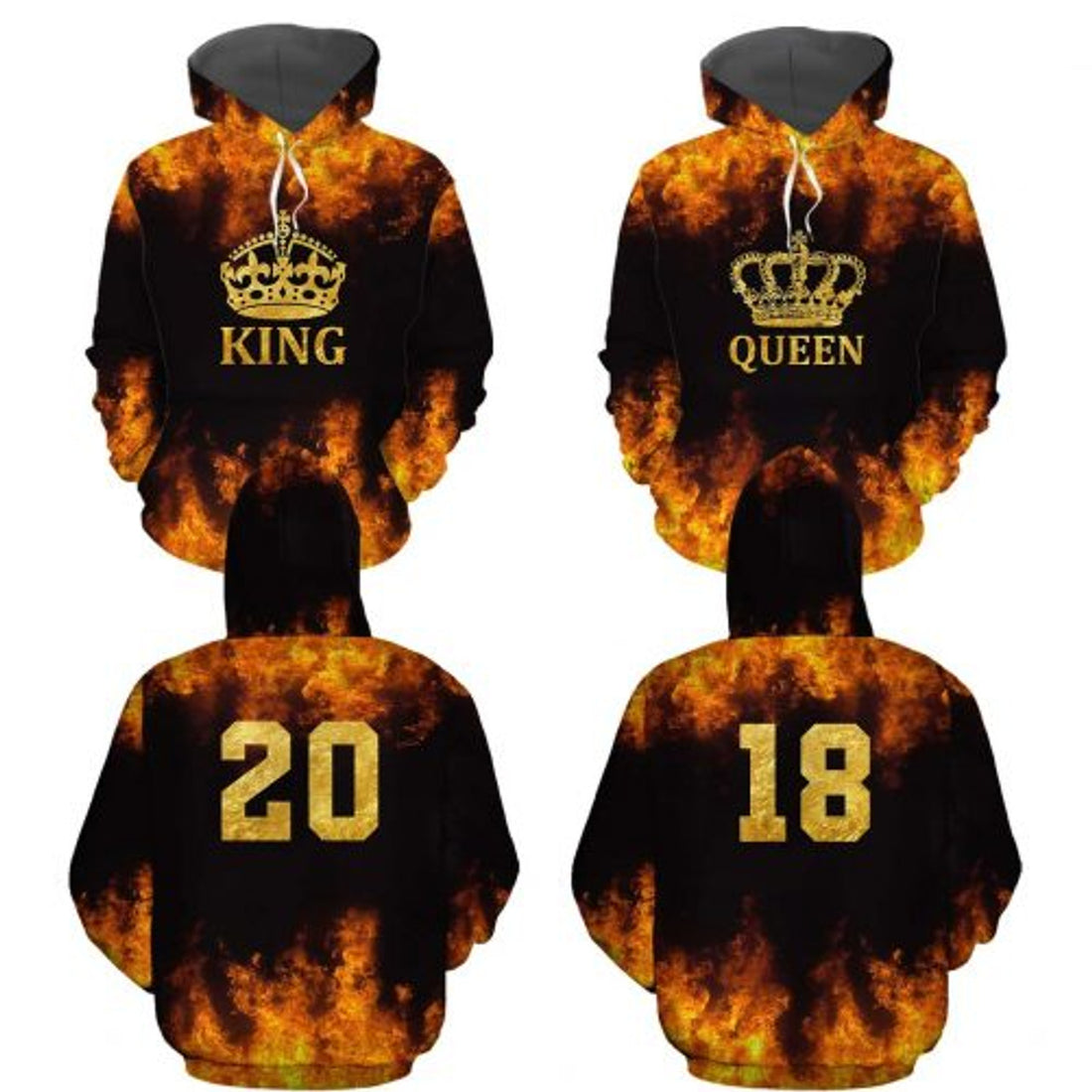 FUNSTUFFPRINT Personalized King Queen 3D Hoodie and Zip Hoodie