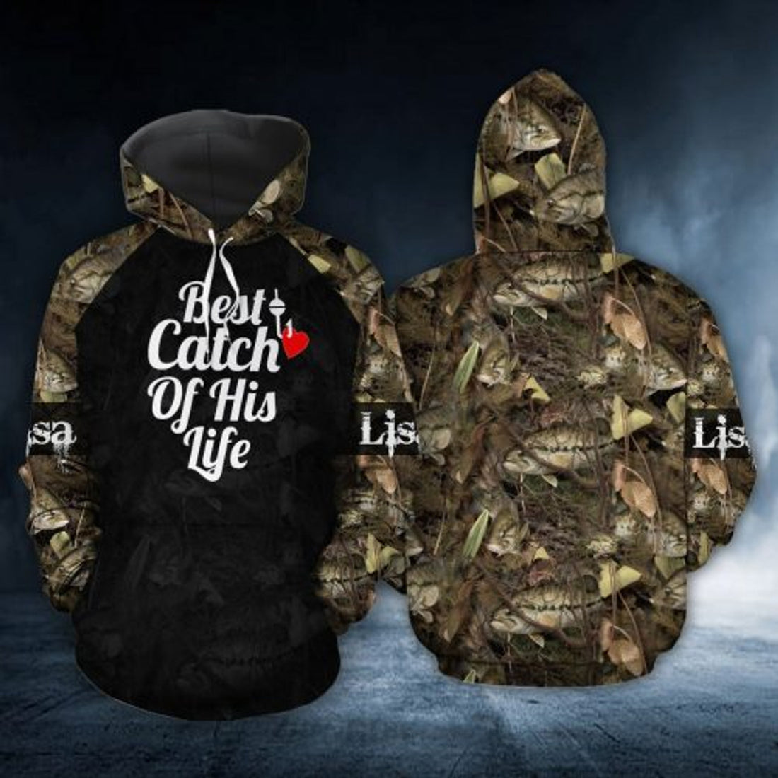 FUNSTUFFPRINT Personalized Lucky Fisherman Best Catch Of His Life3D Hoodie and Zip Hoodie
