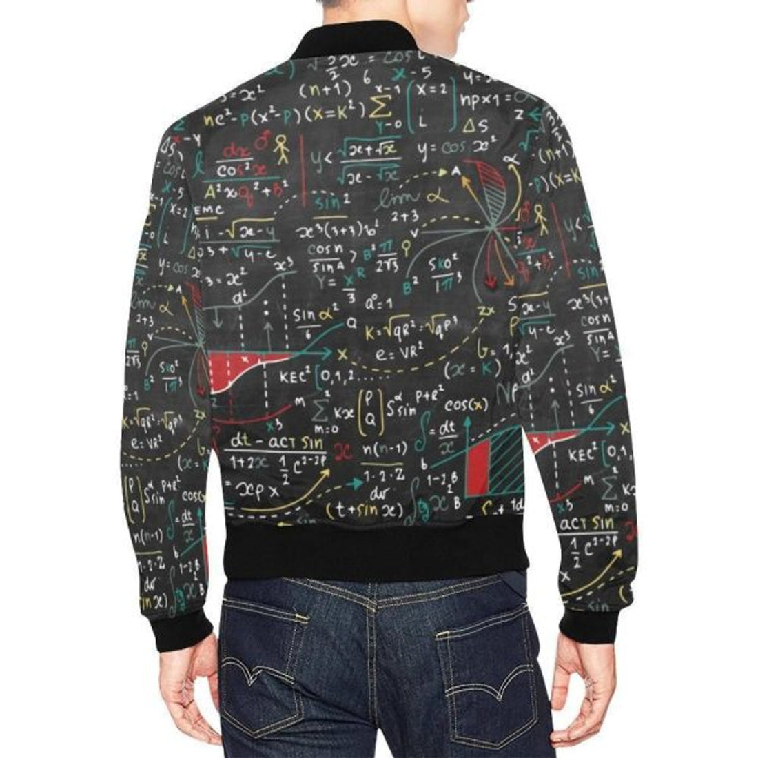 FUNSTUFFPRINTI Math Print Pattern Men's 3D Bomber Jacket