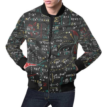 FUNSTUFFPRINTI Math Print Pattern Men's 3D Bomber Jacket