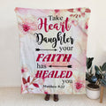 FUNSTUFFPRINT Sherpa Fleece Blanket - Matthew 9:22 Take Heart Daughter Your Faith Has Healed You Christian Blanket