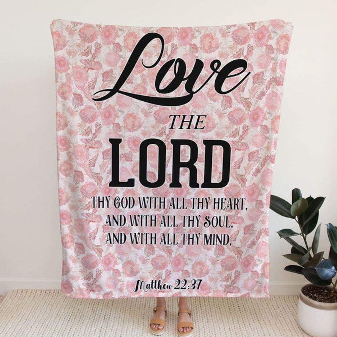 FUNSTUFFPRINT Matthew 2237 Love The Lord Your God With All Your Heart Fleece Blanket - Christian Blanket - Bible Verse Blanket