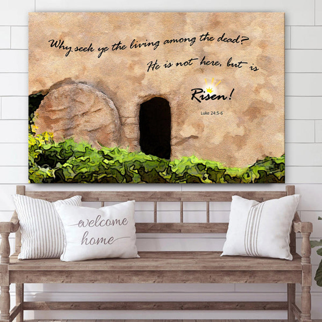 Matthew 286 He Is Not Here He Is Risen Canvas Pictures - Easter Canvas - Christian Canvas Wall Art