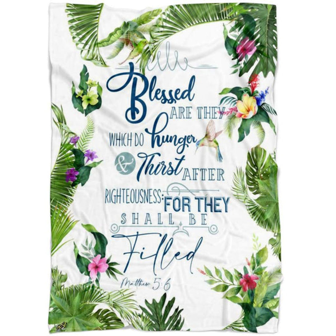 FUNSTUFFPRINT Matthew 56 Blessed Are They Which Do Hunger And Thirst Fleece Blanket - Christian Blanket - Bible Verse Blanket