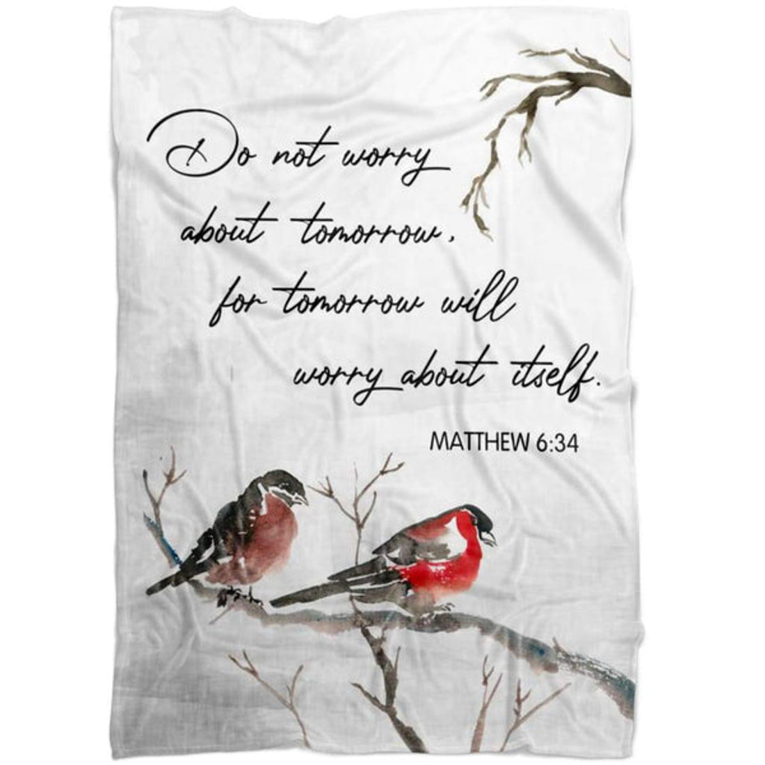 FUNSTUFFPRINT Matthew 634 Do Not Worry About Tomorrow Fleece Blanket - Christian Blanket - Bible Verse Blanket