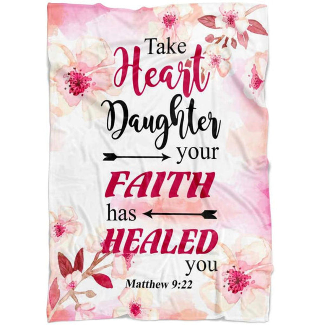 FUNSTUFFPRINT Matthew 922 Take Heart Daughter Your Faith Has Healed You Fleece Blanket - Christian Blanket - Bible Verse Blanket