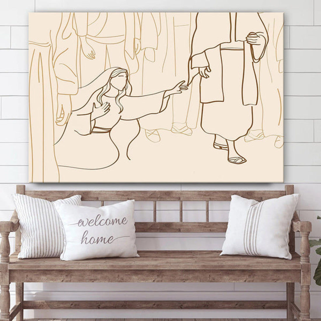 Matthew 9:21 A Woman Healed Canvas Posters - Boho Christian Wall Art 