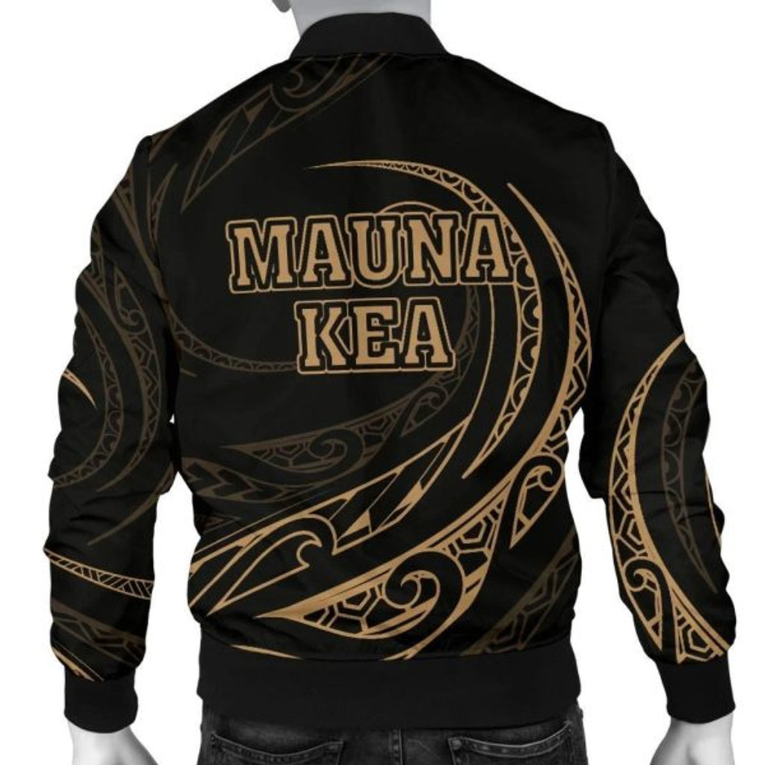 FUNSTUFFPRINTI Mauna Kea Polynesian MenâˆšÂ¢â€šÃ‡Â¨â€šÃ‘Â¢s Bomber Jacket - Gold - Frida Style - AH Bomber Jacket