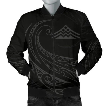 FUNSTUFFPRINTI Mauna Kea Polynesian MenâˆšÂ¢â€šÃ‡Â¨â€šÃ‘Â¢s Bomber Jacket - Gray - Frida Style - AH Bomber Jacket