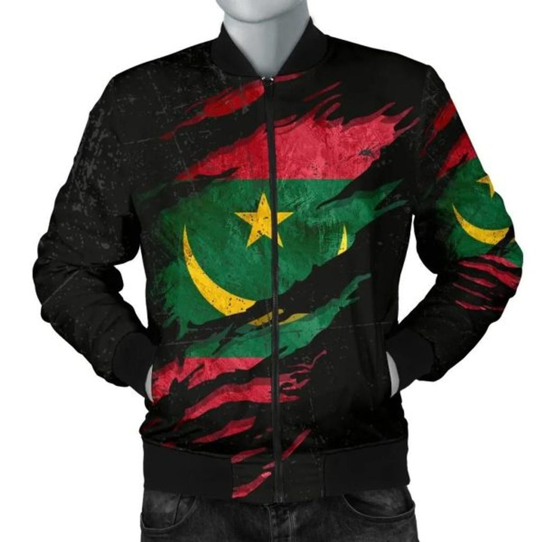 FUNSTUFFPRINTI Mauritania In Me Men's Bomber Jacket - Special Grunge Style Bomber Jacket