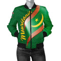 FUNSTUFFPRINTI Mauritania Women's Bomber Jacket - Mauritania Flag and Coat Of Arms - Bomber Jacket