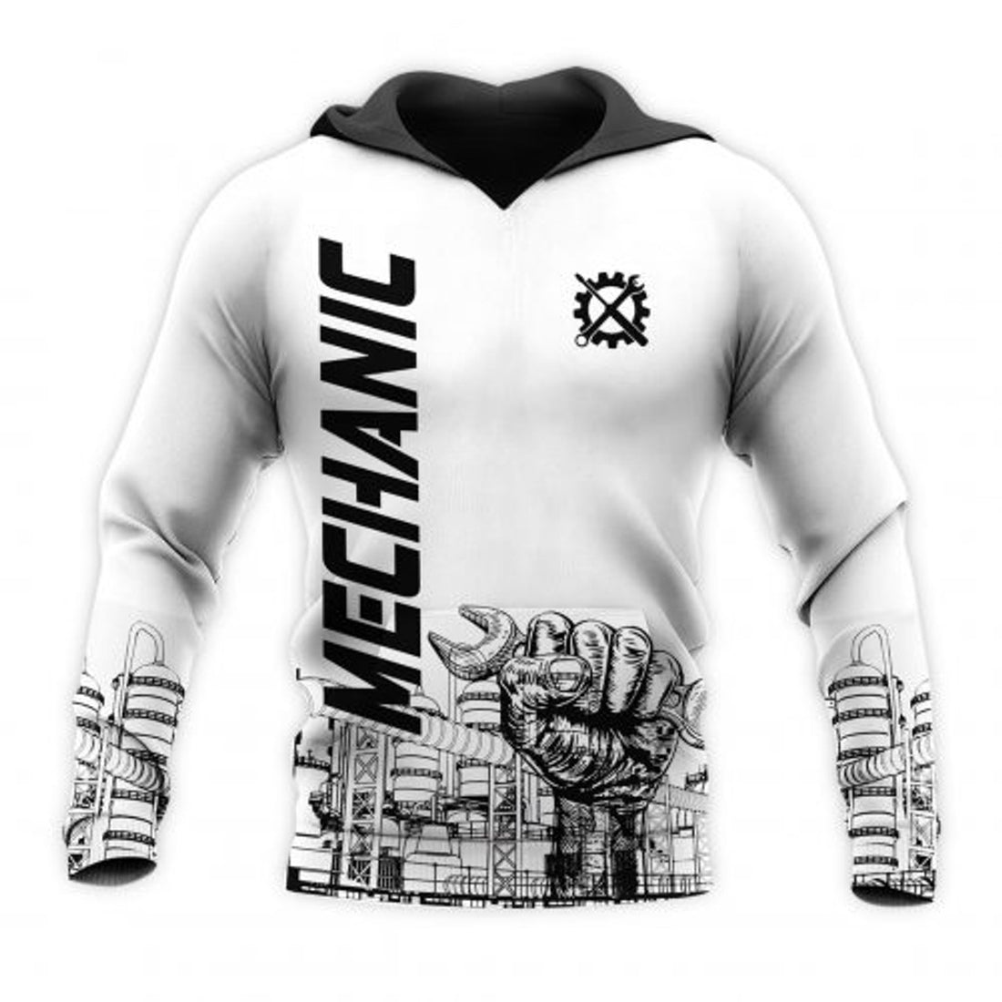 FUNSTUFFPRINT Mechanic 3D Hoodie Just The Tip I Promise White 3D Hoodie and Zip Hoodie