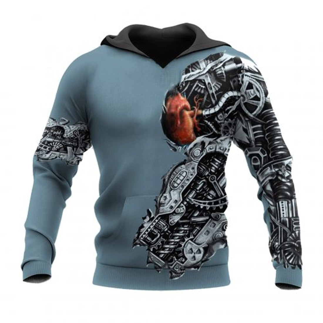 FUNSTUFFPRINT Mechanic 3D Hoodie Mechanic Metal Tattoo Teal 3D Hoodie and Zip Hoodie