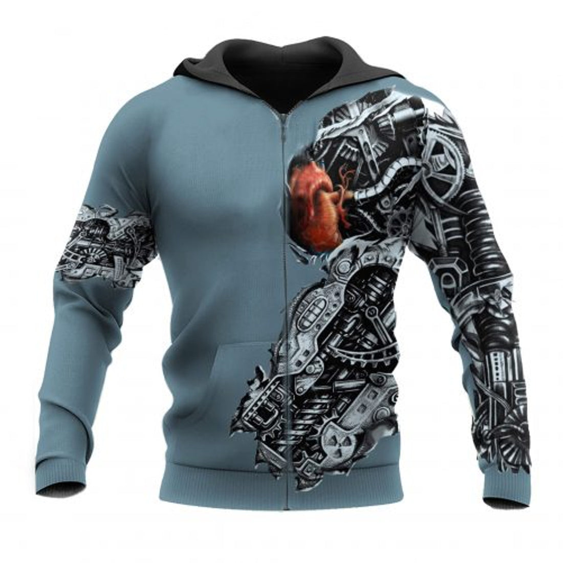 FUNSTUFFPRINT Mechanic 3D Hoodie Mechanic Metal Tattoo Teal 3D Hoodie and Zip Hoodie
