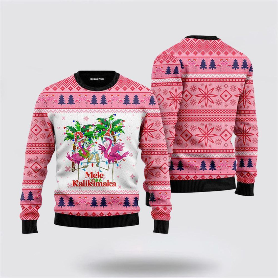 FUNSTUFFPRINT Mele Kalikimaka Flamingo Ugly Christmas Sweater – Sweater Gifts For Pet Lover Ugly  Sweater