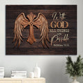 Memorial Angel Wings Unique Cross Memorial Gift For Family Members With God All Things Are Possible Canvas Wall Art - Christian Wall Decor