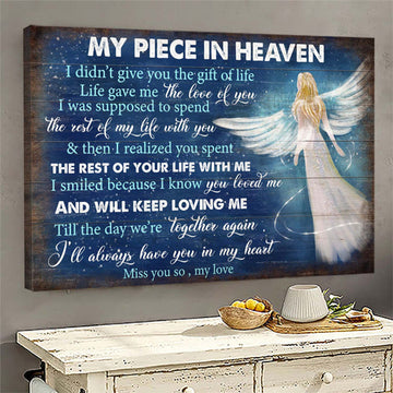 Memorial Beautiful Angel Till The Day We're Together Again Memorial Gift For Family Members My Piece In Heaven Canvas Wall Art - Christian Wall Decor